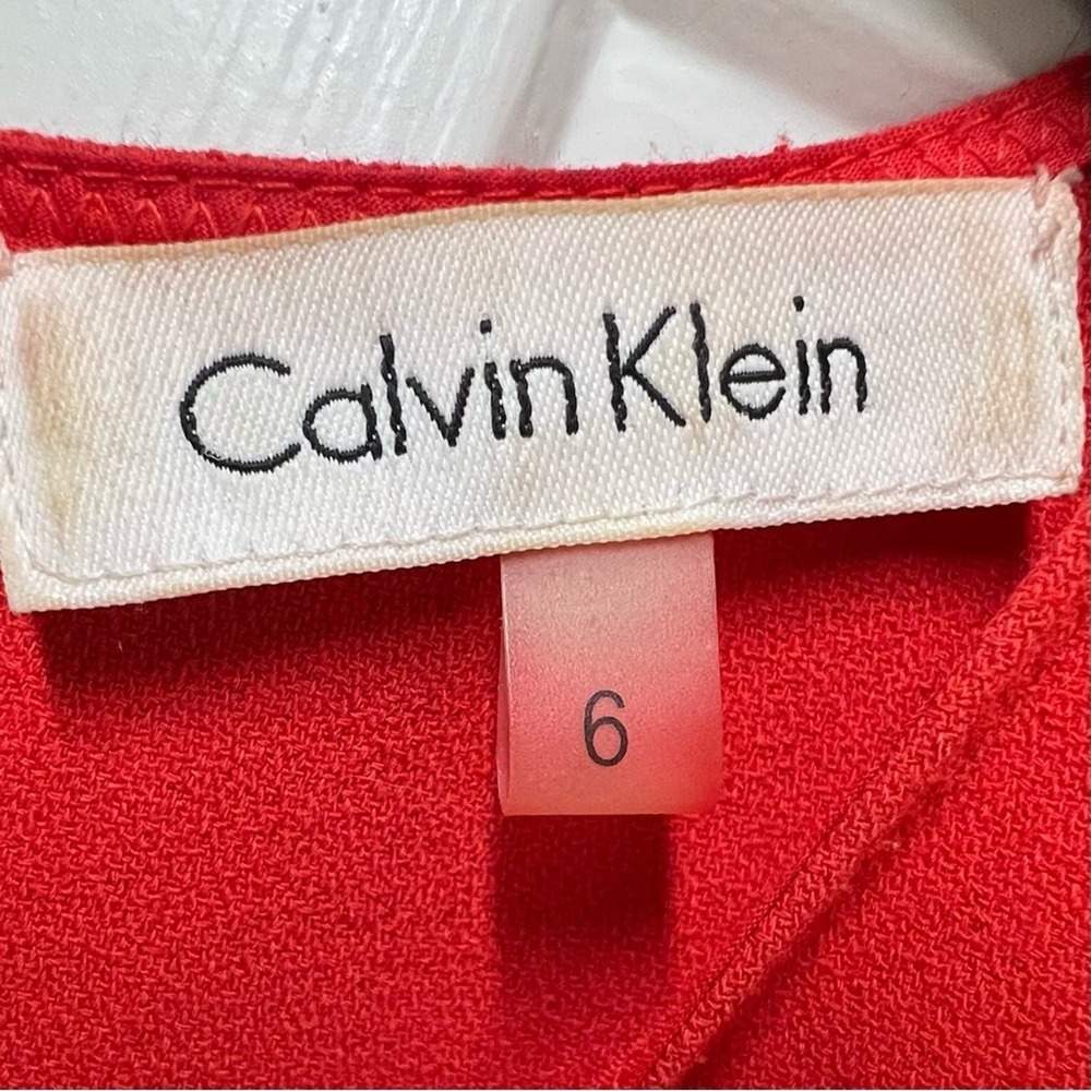 Calvin Klein Solid Red Sleeveless Shift Dress 6 - image 3